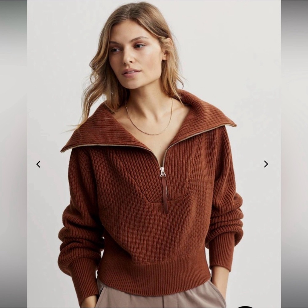 Varley Cowl Neck Zip Knit Sweater - Picture 2 of 4